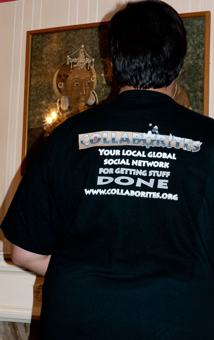 Me wearing my new Collaborites T-shirt from the back